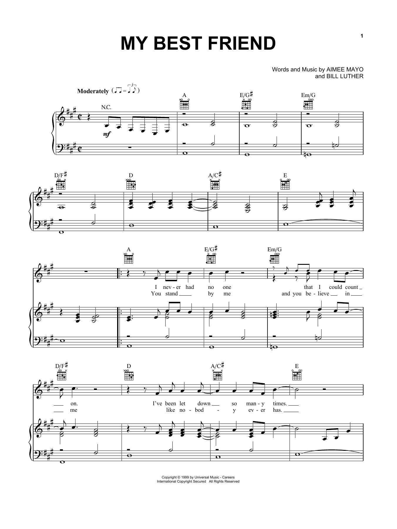 Tim McGraw My Best Friend sheet music notes and chords. Download Printable PDF.