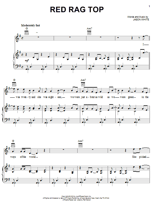 Learn to play Tim McGraw Red Rag Top sheet music for Piano, Vocal & Guitar Chords (Right-Hand Melody) in minutes. Price: 7.8900$ Tim McGraw Red Rag Top sheet music notes and chords arranged for Piano, Vocal & Guitar Chords (Right-Hand Melody)