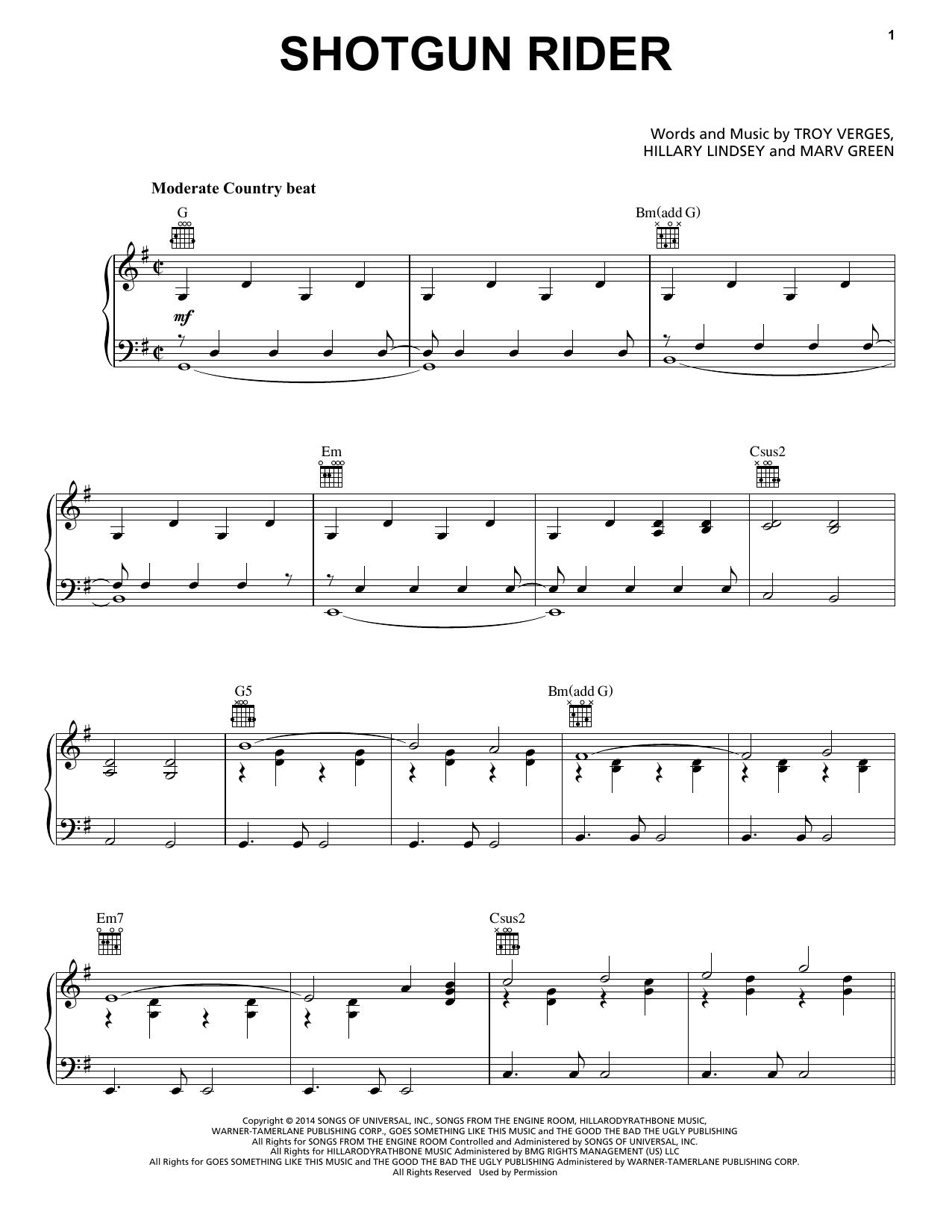 Learn to play Tim McGraw Shotgun Rider sheet music for Piano, Vocal & Guitar Chords (Right-Hand Melody) in minutes. Price: 7.8900$ Tim McGraw Shotgun Rider sheet music notes and chords arranged for Piano, Vocal & Guitar Chords (Right-Hand Melody)