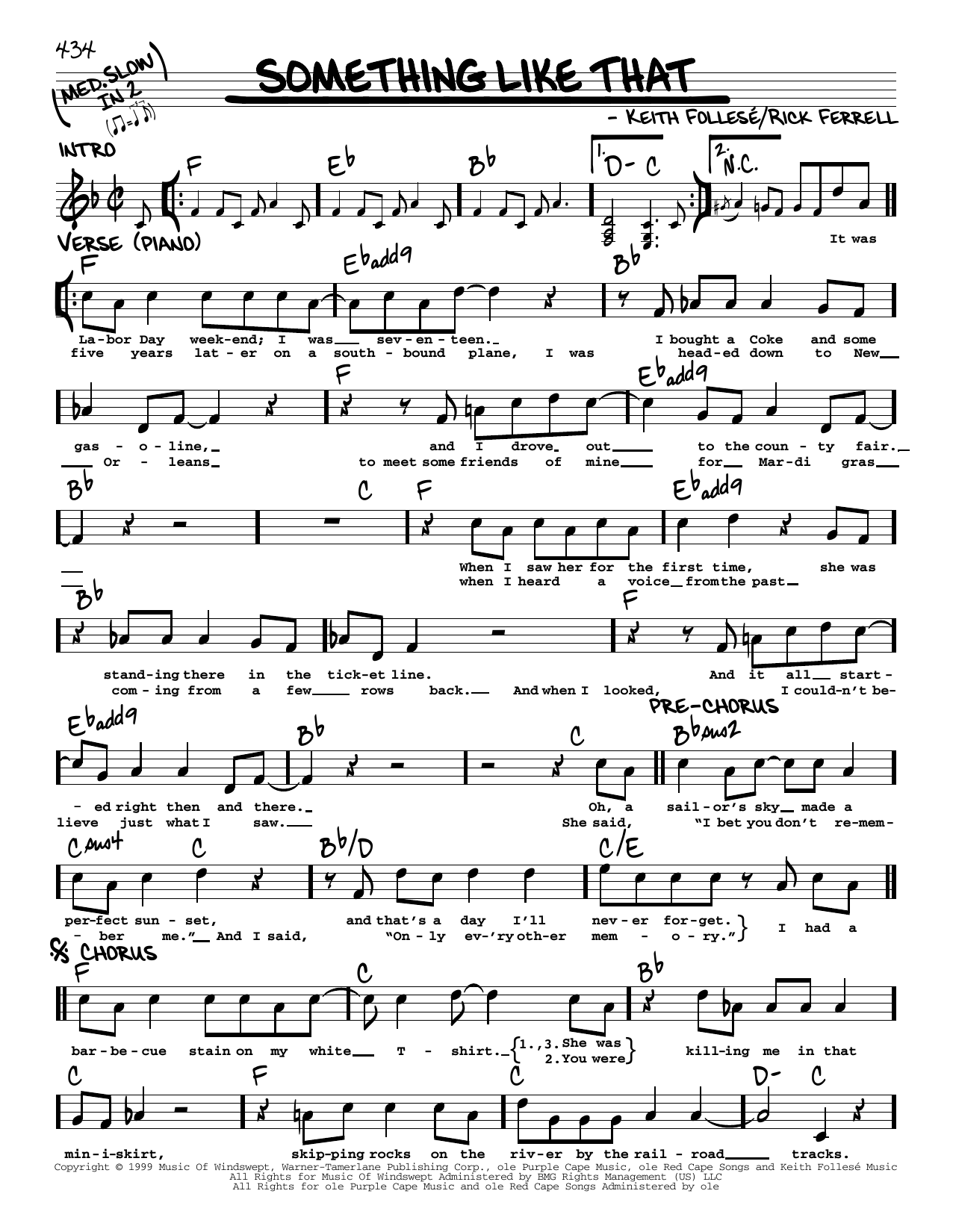 Learn to play Tim McGraw Something Like That sheet music for Real Book – Melody, Lyrics & Chords in minutes. Price: 5.9900$ Tim McGraw Something Like That sheet music notes and chords arranged for Real Book – Melody, Lyrics & Chords