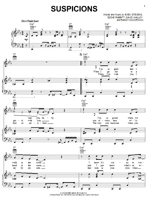 Tim McGraw Suspicions sheet music notes and chords arranged for Piano, Vocal & Guitar Chords (Right-Hand Melody)