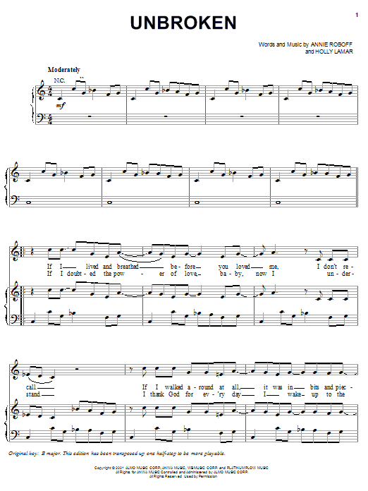 Learn to play Tim McGraw Unbroken sheet music for Piano, Vocal & Guitar Chords (Right-Hand Melody) in minutes. Price: 7.8900$ Tim McGraw Unbroken sheet music notes and chords arranged for Piano, Vocal & Guitar Chords (Right-Hand Melody)