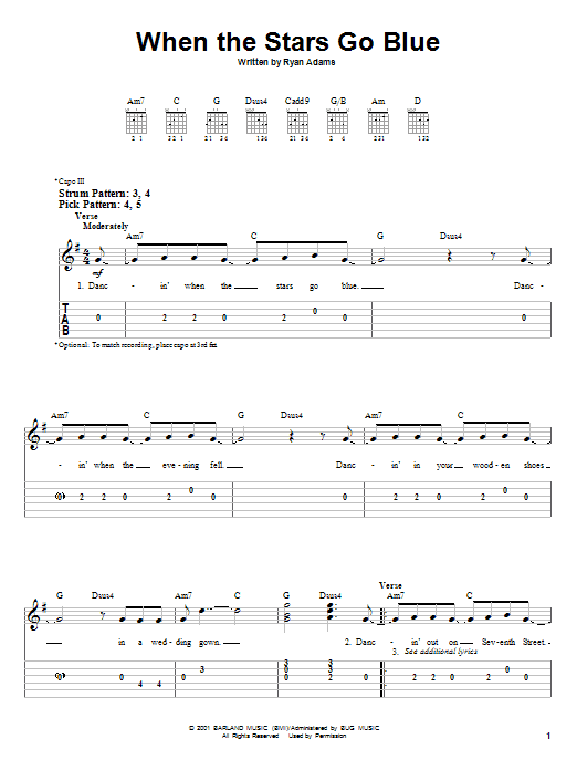 Tim McGraw When The Stars Go Blue sheet music notes and chords. Download Printable PDF.