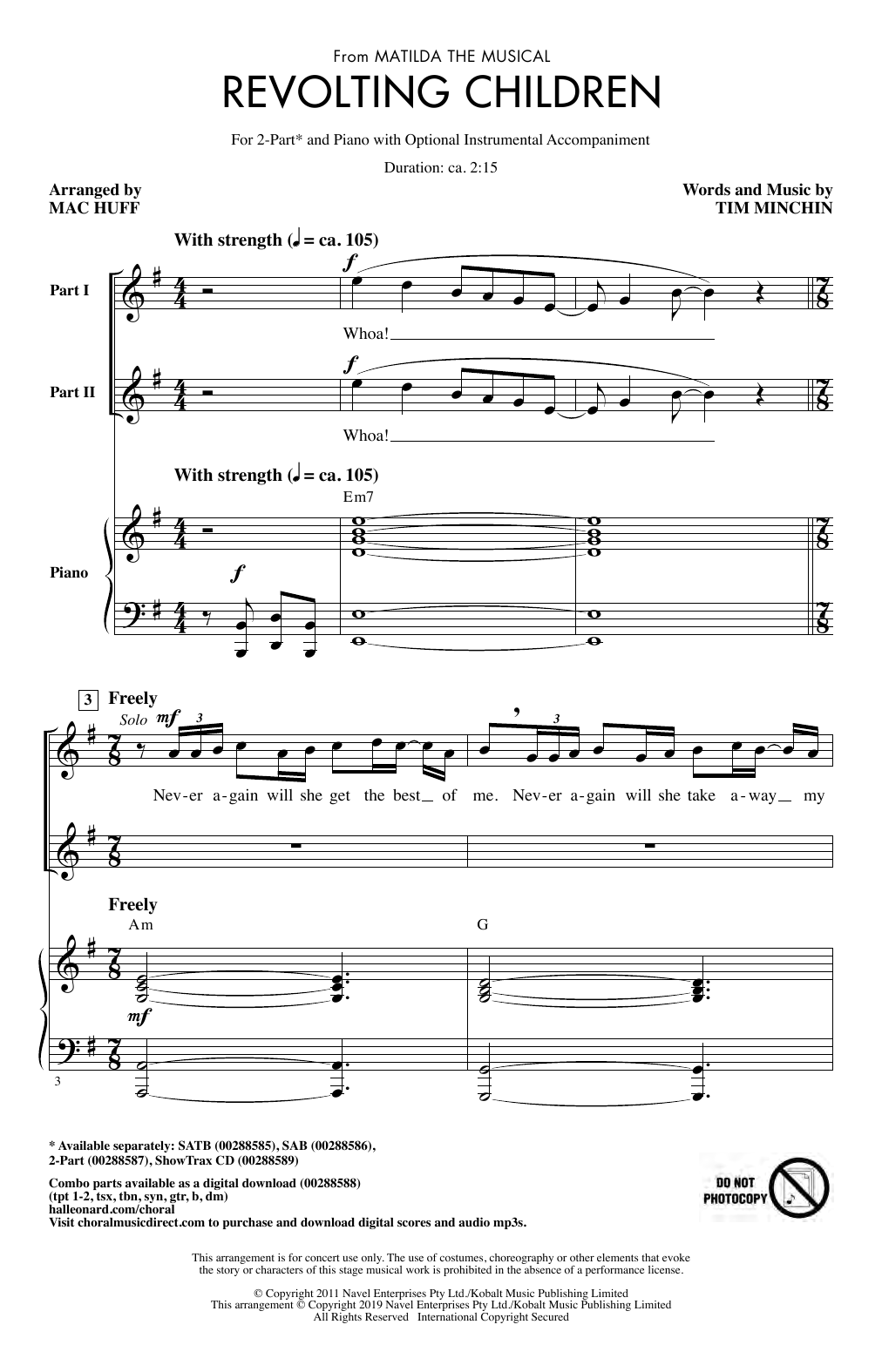 Tim Minchin Revolting Children (from Matilda: The Musical) (arr. Mac Huff) sheet music notes and chords. Download Printable PDF.