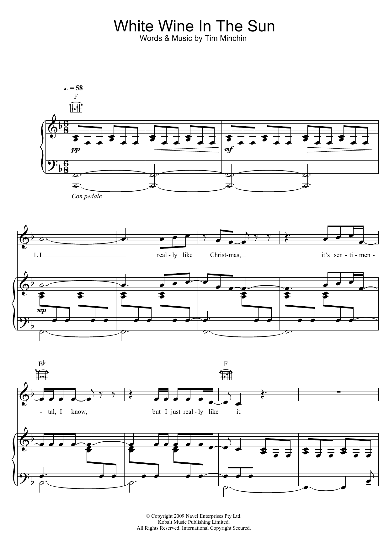 Tim Minchin White Wine In The Sun sheet music notes and chords. Download Printable PDF.