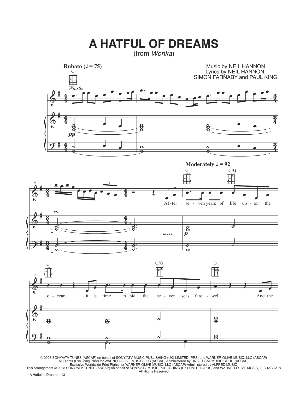 Timothée Chalamet A Hatful Of Dreams (from Wonka) sheet music notes and chords. Download Printable PDF.