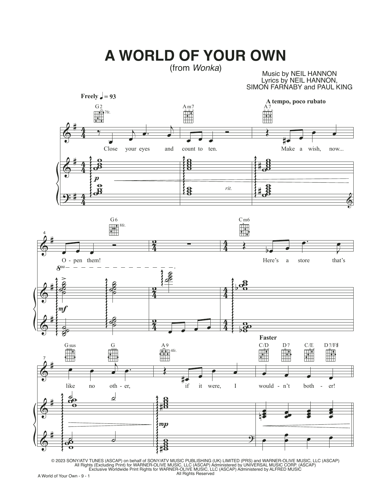 Timothée Chalamet A World Of Your Own (from Wonka) sheet music notes and chords. Download Printable PDF.