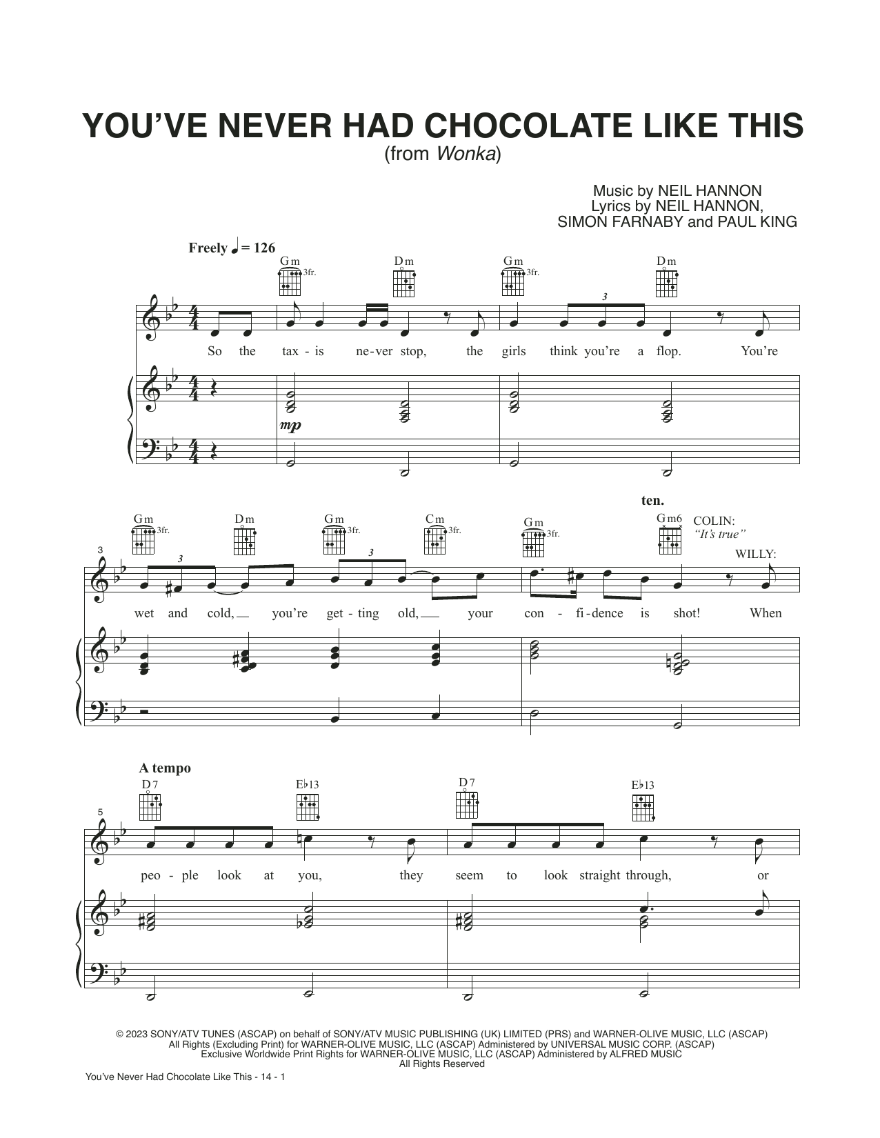 Timothée Chalamet You've Never Had Chocolate Like This (from Wonka) sheet music notes and chords. Download Printable PDF.