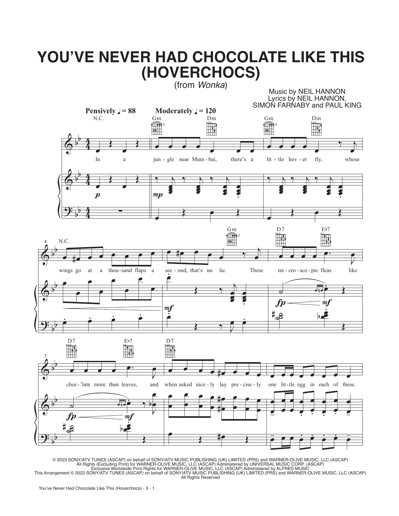 Timothée Chalamet You've Never Had Chocolate Like This (Hoverchocs) (from Wonka) sheet music notes and chords. Download Printable PDF.