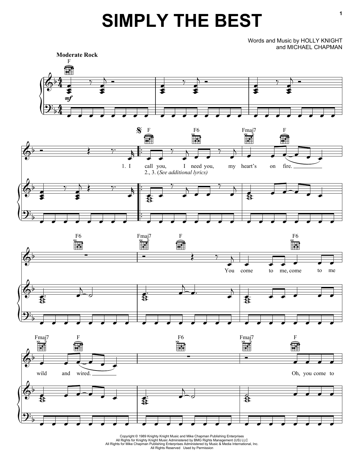 Tina Turner (Simply) The Best sheet music notes and chords. Download Printable PDF.