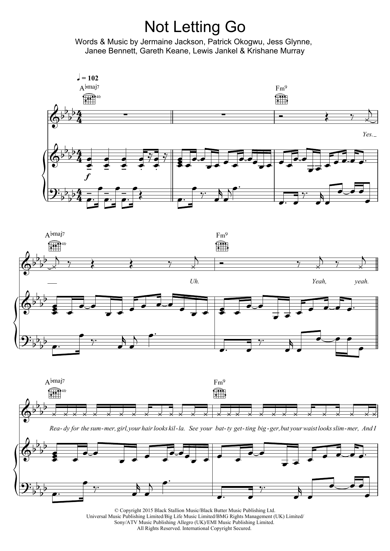 Learn to play Tinie Tempah Not Letting Go (feat. Jess Glynne) sheet music for Piano, Vocal & Guitar Chords in minutes. Price: 7.8900$ Tinie Tempah Not Letting Go (feat. Jess Glynne) sheet music notes and chords arranged for Piano, Vocal & Guitar Chords