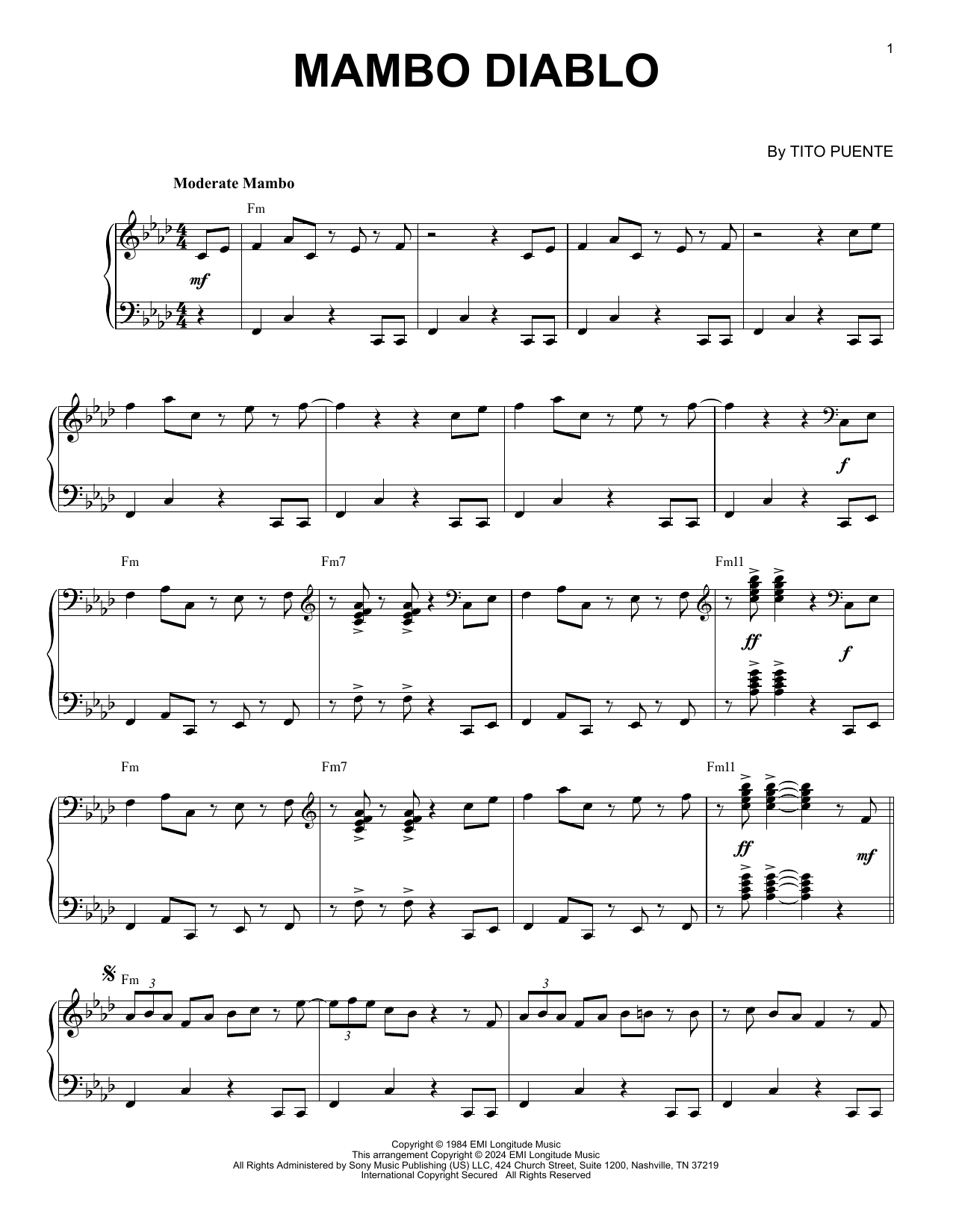 Tito Puente Mambo Diablo (arr. Brent Edstrom) sheet music notes and chords. Download Printable PDF.