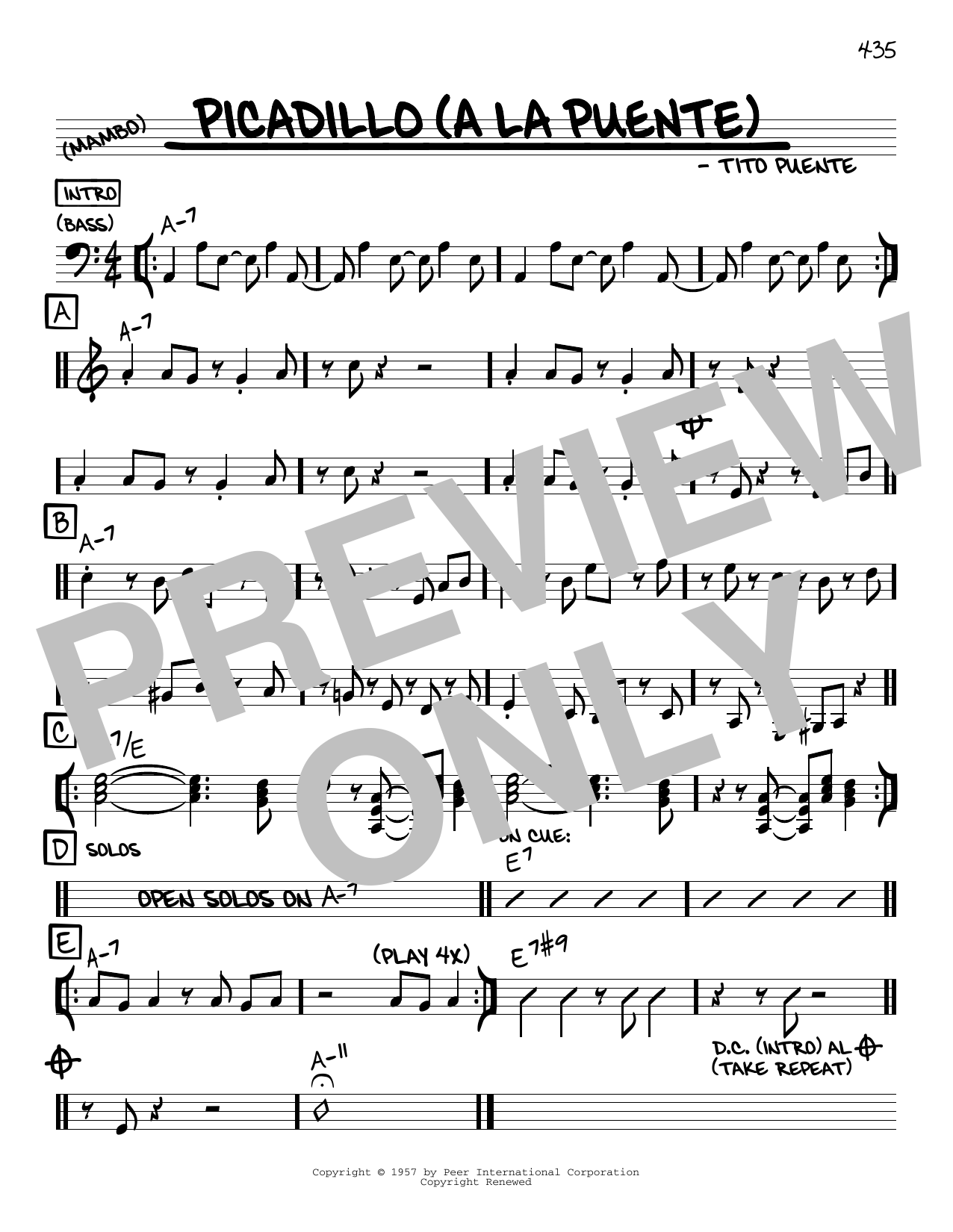 Tito Puente Picadillo (a la Puente) sheet music notes and chords. Download Printable PDF.