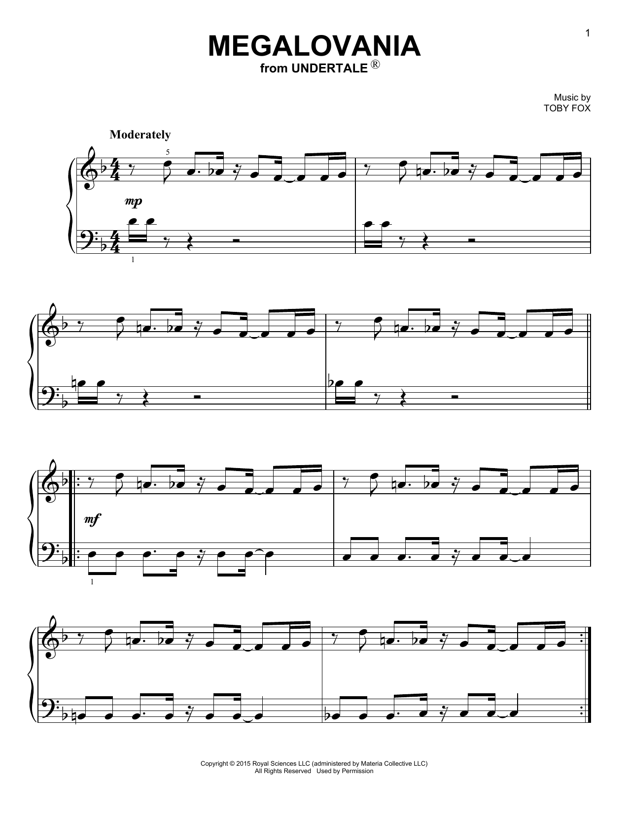 Toby Fox Megalovania sheet music notes and chords. Download Printable PDF.