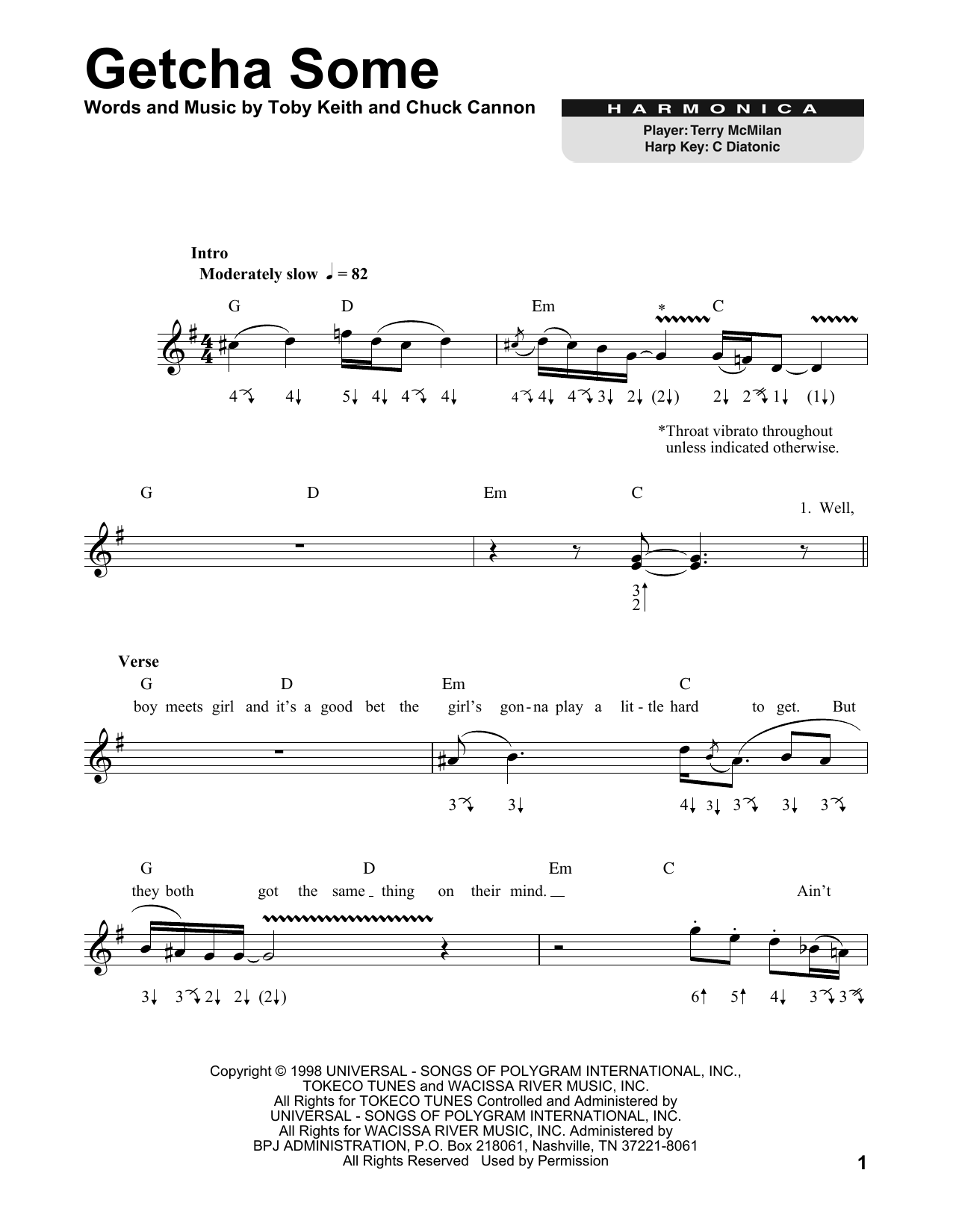 Toby Keith Getcha Some sheet music notes and chords. Download Printable PDF.