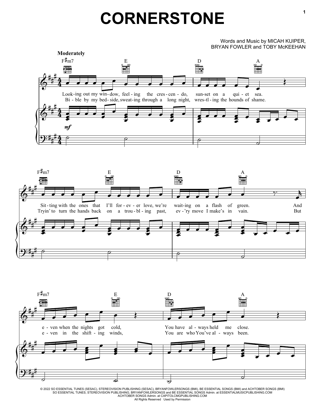 tobyMac Cornerstone (feat. Zach Williams) sheet music notes and chords. Download Printable PDF.