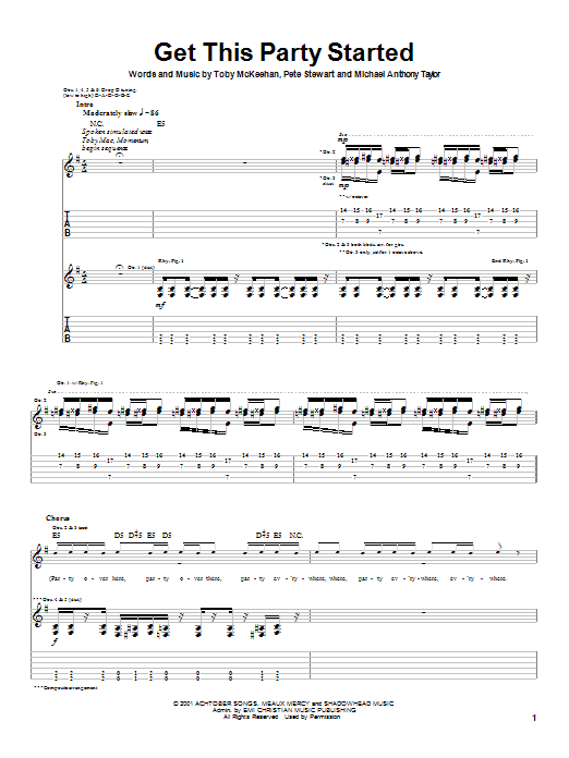 Learn to play tobyMac Get This Party Started sheet music for Guitar Tab in minutes. Price: 7.8900$ tobyMac Get This Party Started sheet music notes and chords arranged for Guitar Tab