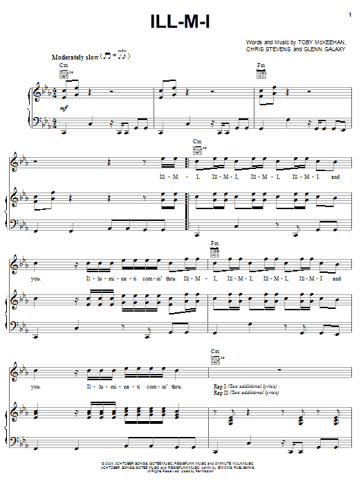 Learn to play tobyMac Ill-M-I sheet music for Piano, Vocal & Guitar Chords (Right-Hand Melody) in minutes. Price: 7.8900$ tobyMac Ill-M-I sheet music notes and chords arranged for Piano, Vocal & Guitar Chords (Right-Hand Melody)