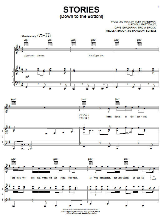 Learn to play tobyMac Stories (Down To The Bottom) sheet music for Piano, Vocal & Guitar Chords (Right-Hand Melody) in minutes. Price: 7.8900$ tobyMac Stories (Down To The Bottom) sheet music notes and chords arranged for Piano, Vocal & Guitar Chords (Right-Hand Melody)