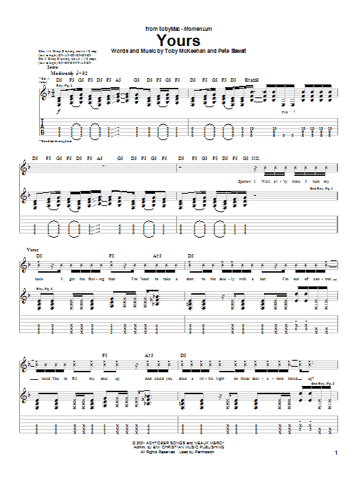 Learn to play tobyMac Yours sheet music for Guitar Tab in minutes. Price: 7.8900$ tobyMac Yours sheet music notes and chords arranged for Guitar Tab