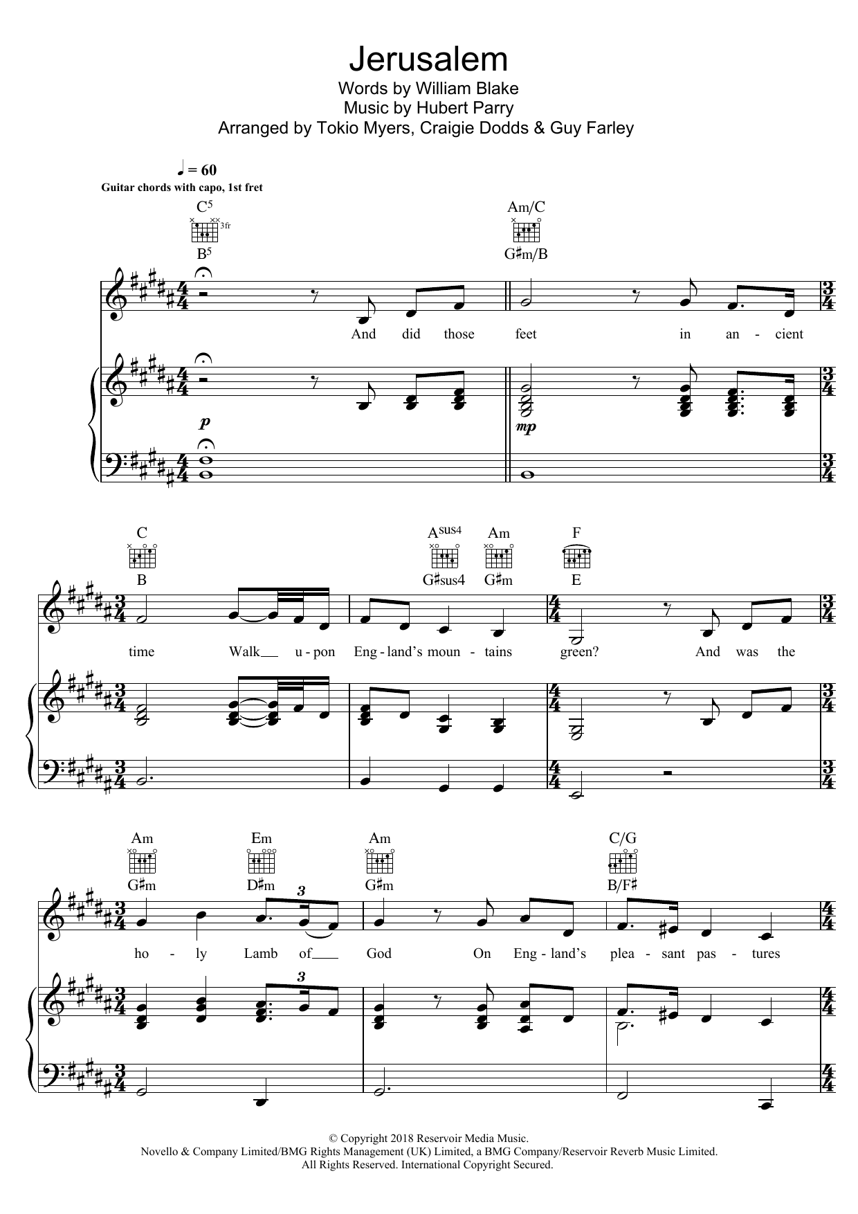 Tokio Myers Jerusalem (The Official Anthem of the Commonwealth Games) (feat. Jazmin Sawyers) sheet music notes and chords. Download Printable PDF.