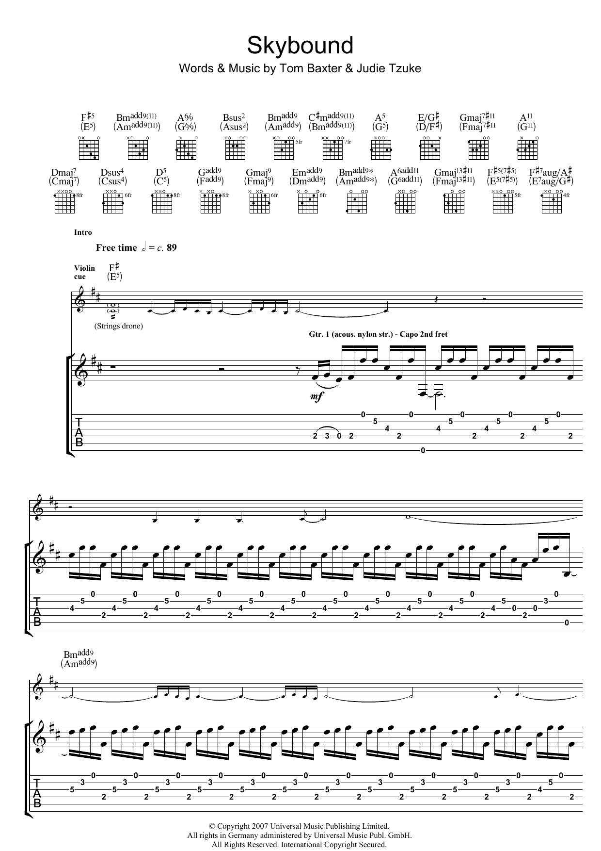 Learn to play Tom Baxter Skybound sheet music for Guitar Tab in minutes. Price: 7.8900$ Tom Baxter Skybound sheet music notes and chords arranged for Guitar Tab