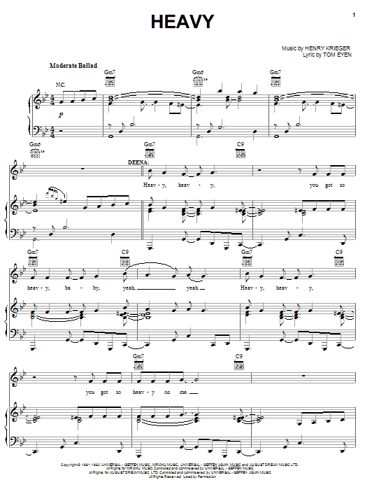 Learn to play Tom Eyen Heavy sheet music for Piano, Vocal & Guitar Chords (Right-Hand Melody) in minutes. Price: 7.8900$ Tom Eyen Heavy sheet music notes and chords arranged for Piano, Vocal & Guitar Chords (Right-Hand Melody)
