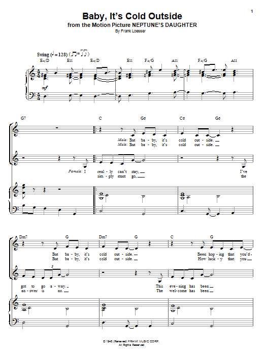 Tom Jones & Cerys Matthews Baby, It's Cold Outside sheet music notes and chords. Download Printable PDF.