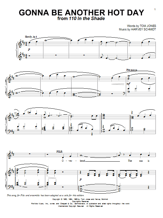 Learn to play Tom Jones Gonna Be Another Hot Day sheet music for Piano & Vocal in minutes. Price: 7.8900$ Tom Jones Gonna Be Another Hot Day sheet music notes and chords arranged for Piano & Vocal