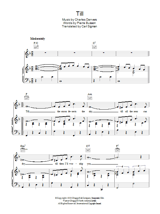 Tom Jones Till sheet music notes and chords. Download Printable PDF.