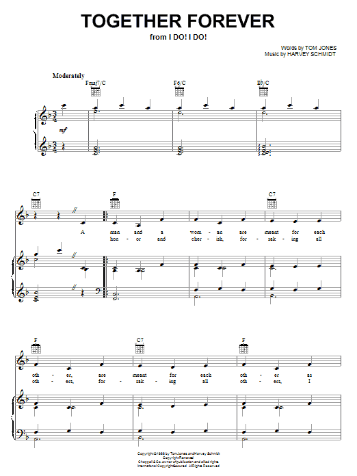 Tom Jones Together Forever sheet music notes and chords arranged for Piano, Vocal & Guitar Chords (Right-Hand Melody)