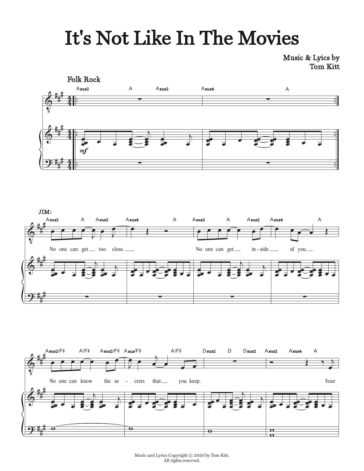 Tom Kitt It's Not Like In The Movies (from the musical Superhero) sheet music notes and chords. Download Printable PDF.