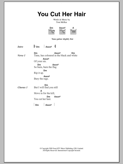 Tom McRae You Cut Her Hair sheet music notes and chords. Download Printable PDF.