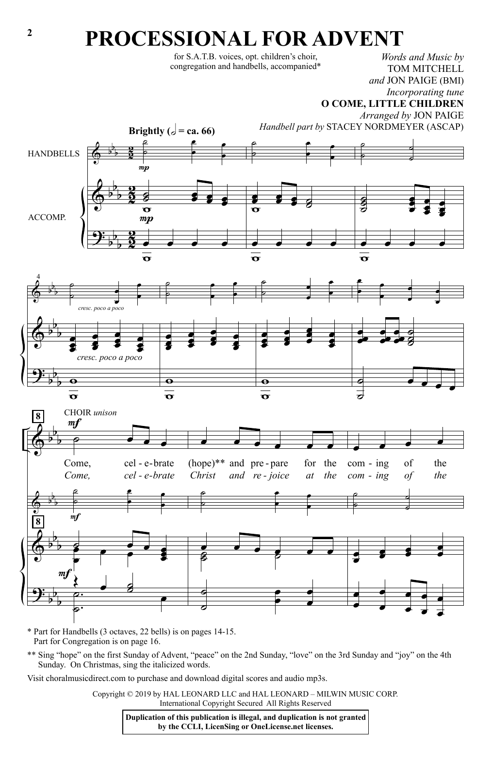 Tom Mitchell & Jon Paige Processional For Advent sheet music notes and chords. Download Printable PDF.