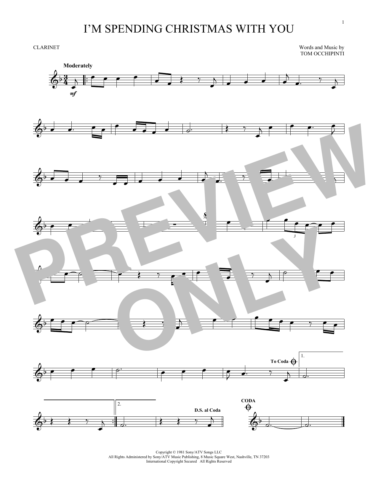 Tom Occhipinti I'm Spending Christmas With You sheet music notes and chords. Download Printable PDF.