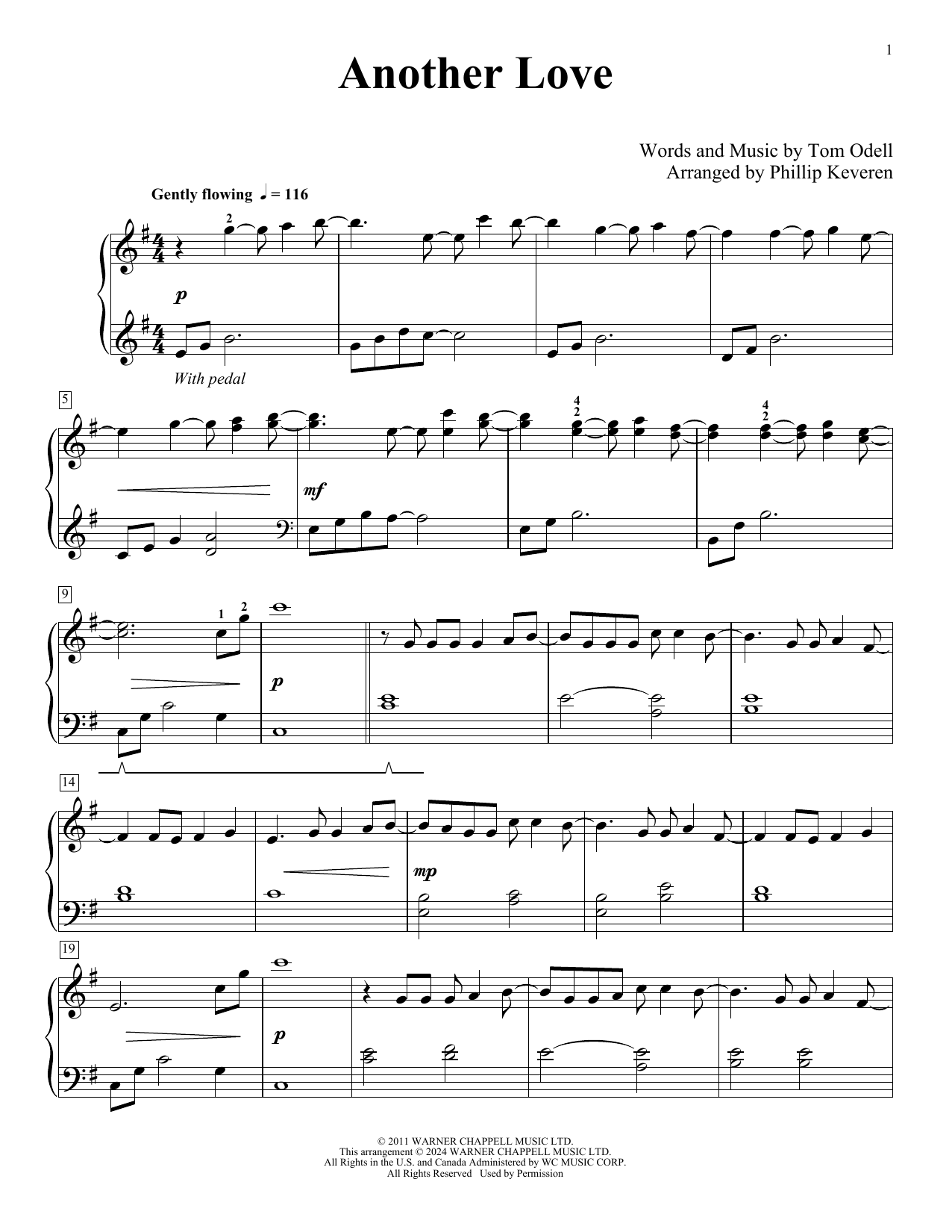 Tom Odell Another Love (arr. Phillip Keveren) sheet music notes and chords. Download Printable PDF.