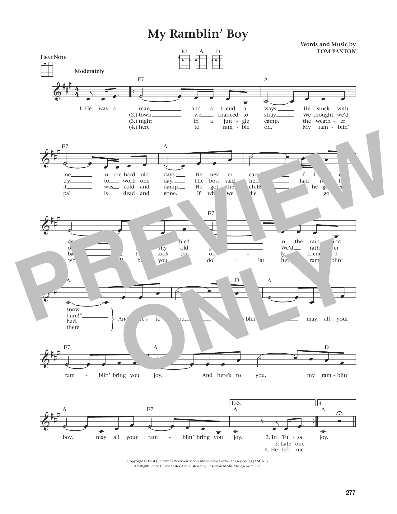 Tom Paxton My Ramblin' Boy (from The Daily Ukulele) (arr. Jim Beloff) sheet music notes and chords. Download Printable PDF.