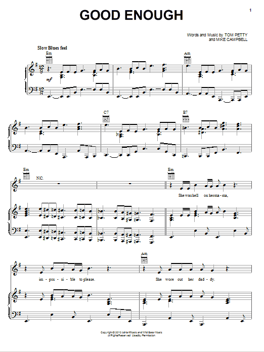 Tom Petty And The Heartbreakers Good Enough sheet music notes and chords. Download Printable PDF.