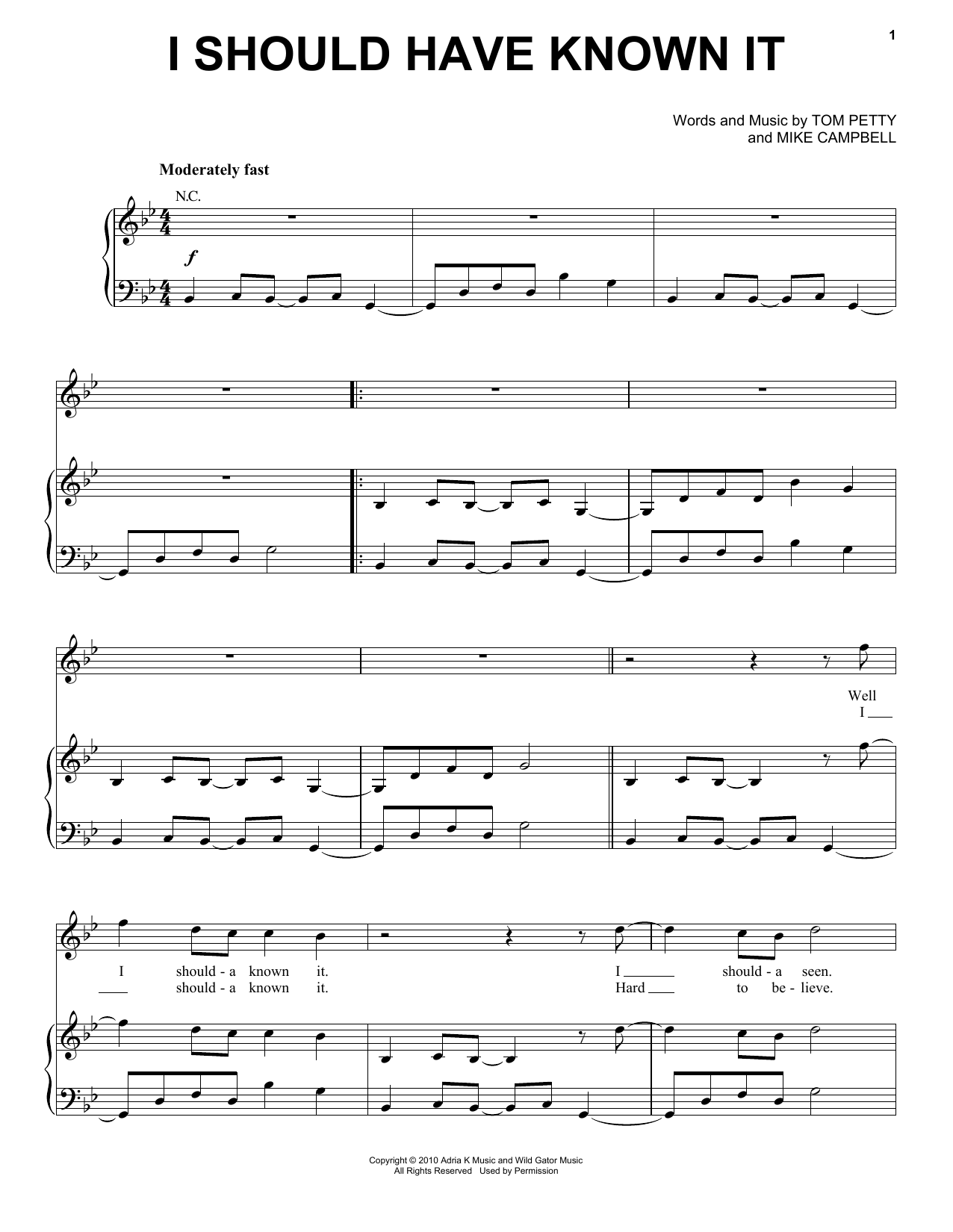 Learn to play Tom Petty And The Heartbreakers I Should Have Known It sheet music for Piano, Vocal & Guitar Chords (Right-Hand Melody) in minutes. Price: 7.8900$ Tom Petty And The Heartbreakers I Should Have Known It sheet music notes and chords arranged for Piano, Vocal & Guitar Chords (Right-Hand Melody)