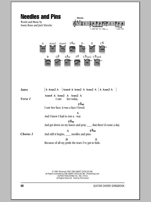 Learn to play Tom Petty And The Heartbreakers Needles And Pins sheet music for Guitar Chords/Lyrics in minutes. Price: 4.4900$ Tom Petty And The Heartbreakers Needles And Pins sheet music notes and chords arranged for Guitar Chords/Lyrics