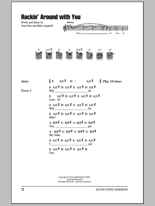 Tom Petty And The Heartbreakers Rockin' Around With You sheet music notes and chords. Download Printable PDF.