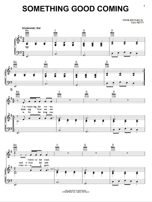 Tom Petty And The Heartbreakers Something Good Coming sheet music notes and chords. Download Printable PDF.