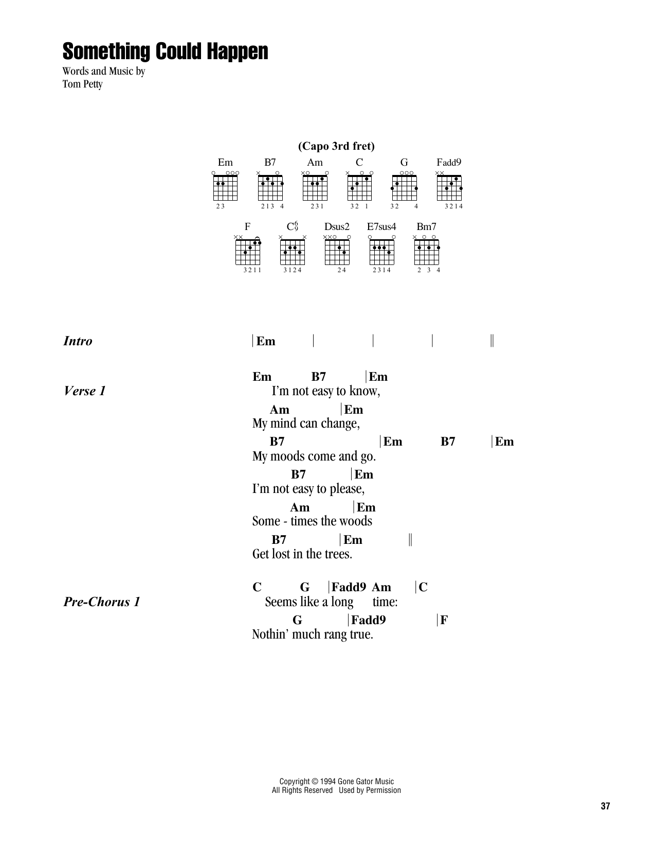 Tom Petty Something Could Happen sheet music notes and chords. Download Printable PDF.