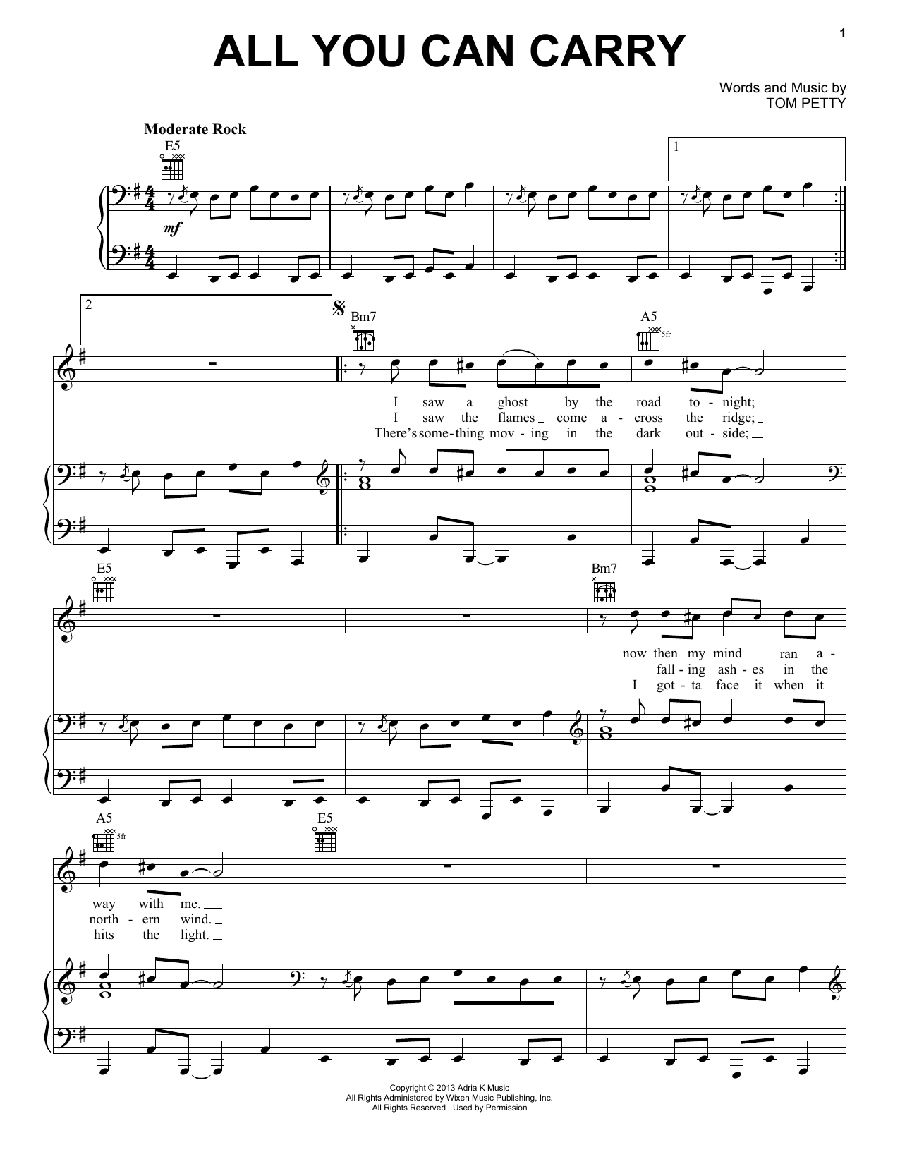 Learn to play Tom Petty & the Heartbreakers All You Can Carry sheet music for Piano, Vocal & Guitar Chords (Right-Hand Melody) in minutes. Price: 7.8900$ Tom Petty & the Heartbreakers All You Can Carry sheet music notes and chords arranged for Piano, Vocal & Guitar Chords (Right-Hand Melody)