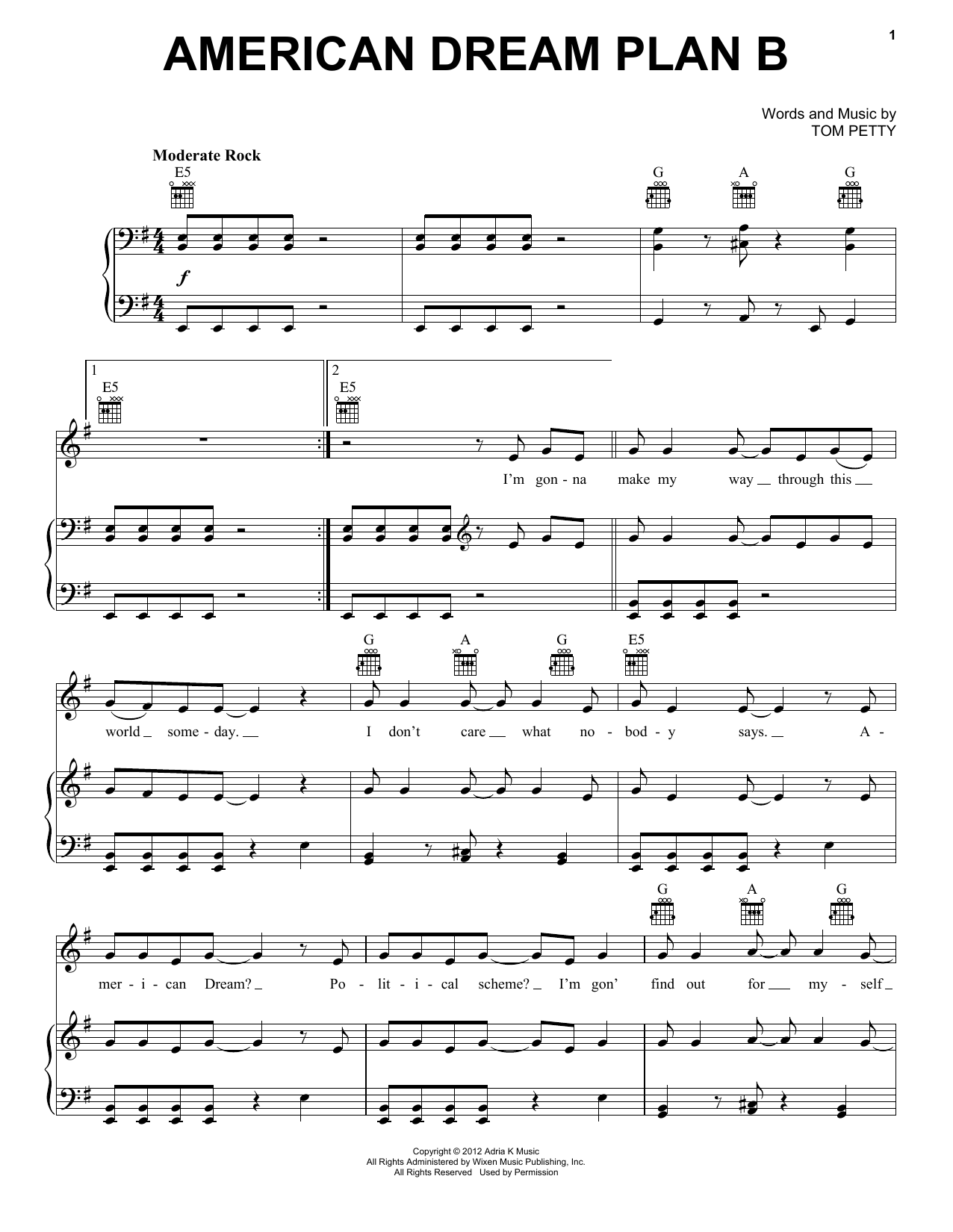 Learn to play Tom Petty & the Heartbreakers American Dream Plan B sheet music for Piano, Vocal & Guitar Chords (Right-Hand Melody) in minutes. Price: 7.8900$ Tom Petty & the Heartbreakers American Dream Plan B sheet music notes and chords arranged for Piano, Vocal & Guitar Chords (Right-Hand Melody)
