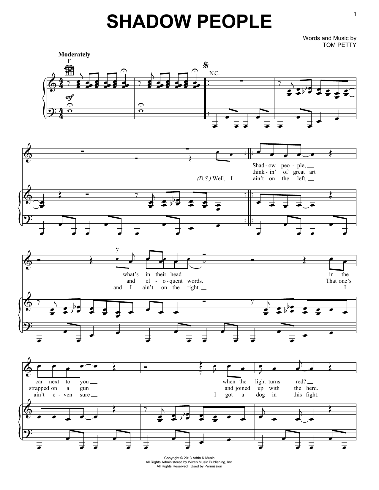 Learn to play Tom Petty & the Heartbreakers Shadow People sheet music for Piano, Vocal & Guitar Chords (Right-Hand Melody) in minutes. Price: 7.8900$ Tom Petty & the Heartbreakers Shadow People sheet music notes and chords arranged for Piano, Vocal & Guitar Chords (Right-Hand Melody)