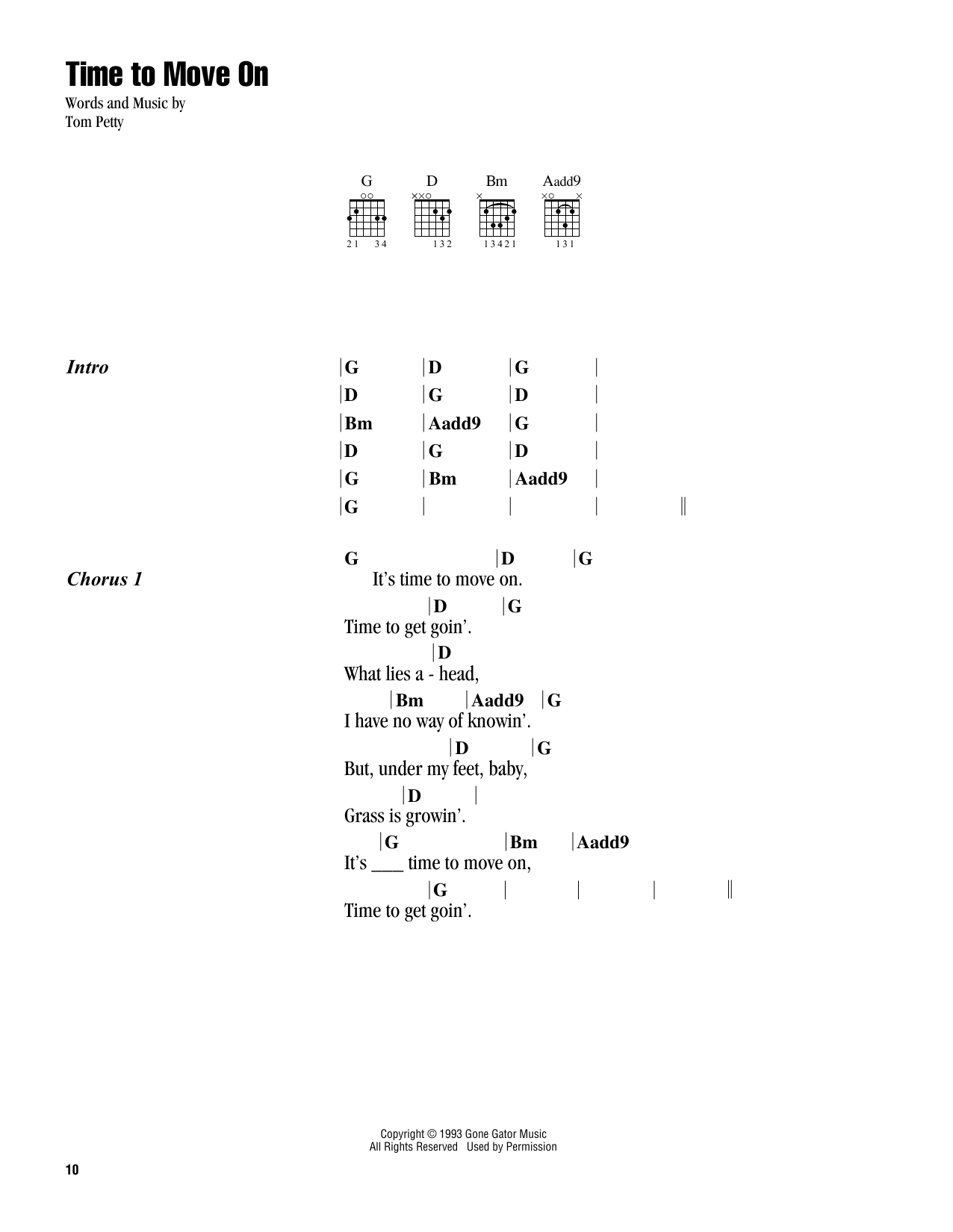 Tom Petty Time To Move On sheet music notes and chords. Download Printable PDF.