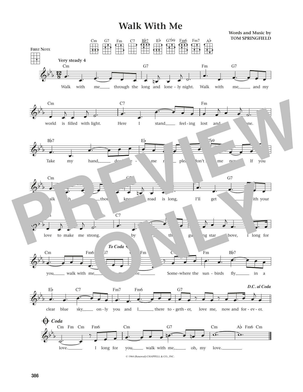 Tom Springfield Walk With Me (from The Daily Ukulele) (arr. Jim Beloff) sheet music notes and chords. Download Printable PDF.