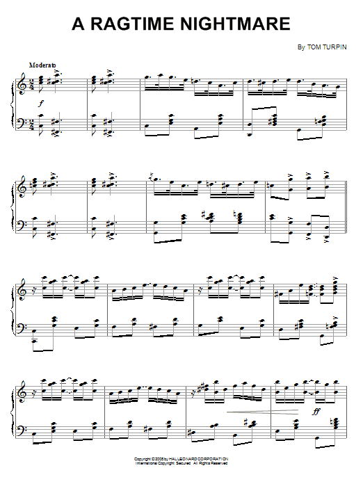 Learn to play Tom Turpin A Ragtime Nightmare sheet music for Piano Solo in minutes. Price: 7.8900$ Tom Turpin A Ragtime Nightmare sheet music notes and chords arranged for Piano Solo