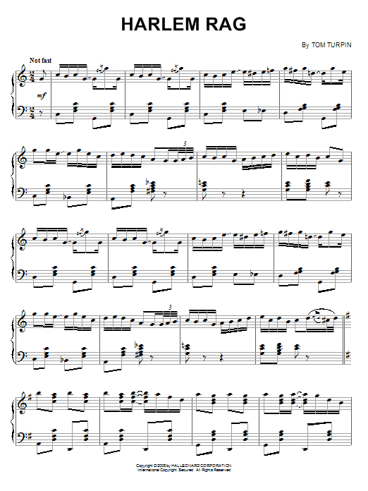 Learn to play Tom Turpin Harlem Rag sheet music for Piano Solo in minutes. Price: 7.8900$ Tom Turpin Harlem Rag sheet music notes and chords arranged for Piano Solo